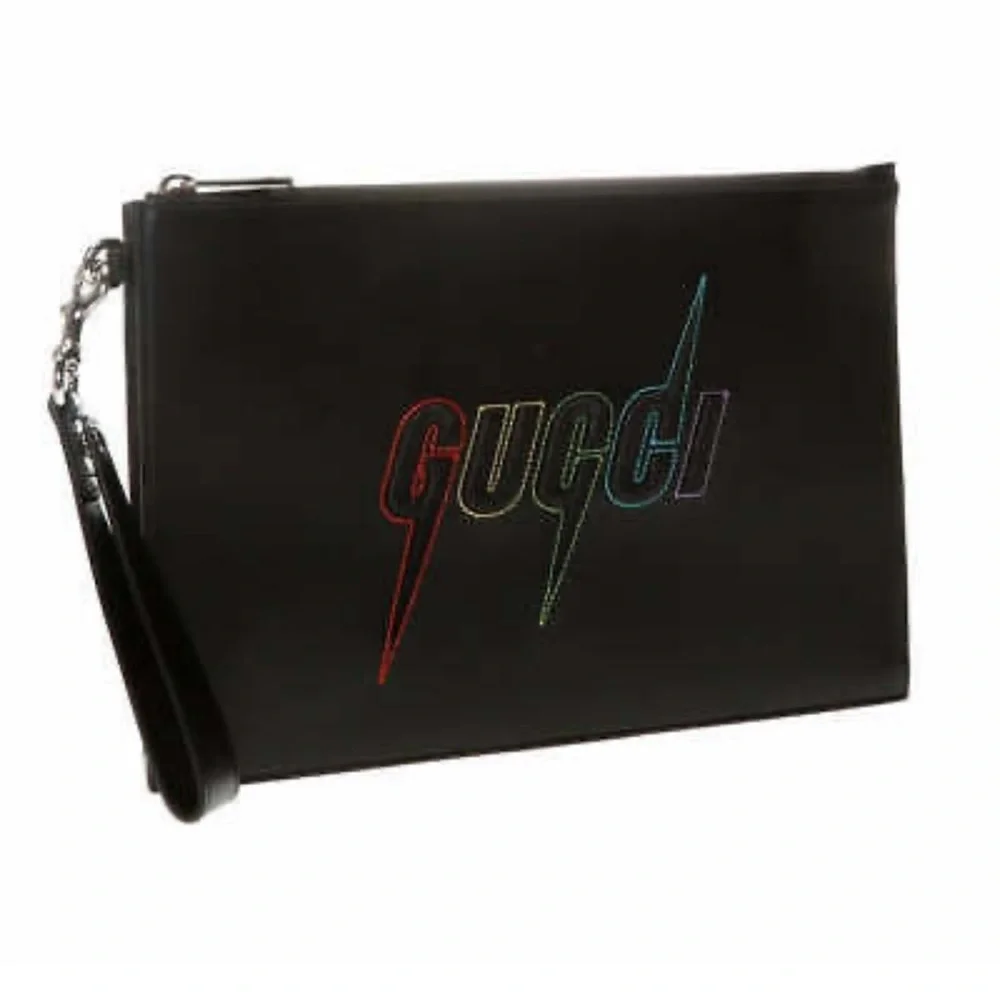 NWT Gucci Blade Lightening Embroidered Lion Black Wristlet / Bag - Picture 1 of 6